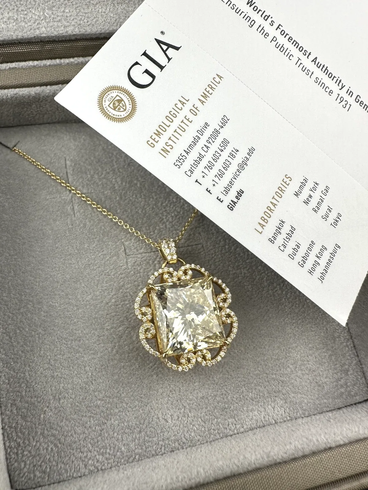 GIA certified diamond pendant necklace