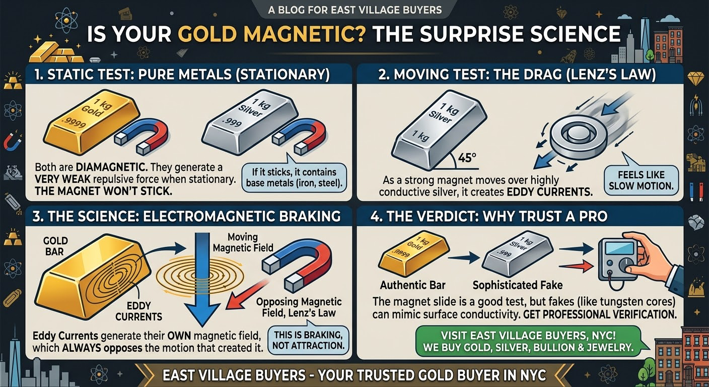Is Your Gold Magnetic? The Surprising Science Place a magnet on a 1 kg gold bar or 1 kg silver bar and feel resistance?