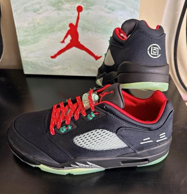 CLOT x Air Jordan 5 Low jade and black sneakers