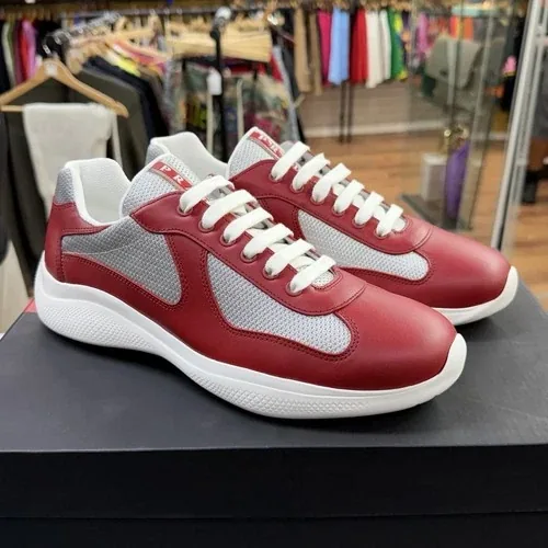 Red and white Prada America's Cup sneakers