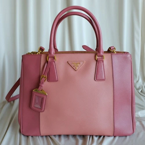 Two-tone pink Prada leather tote