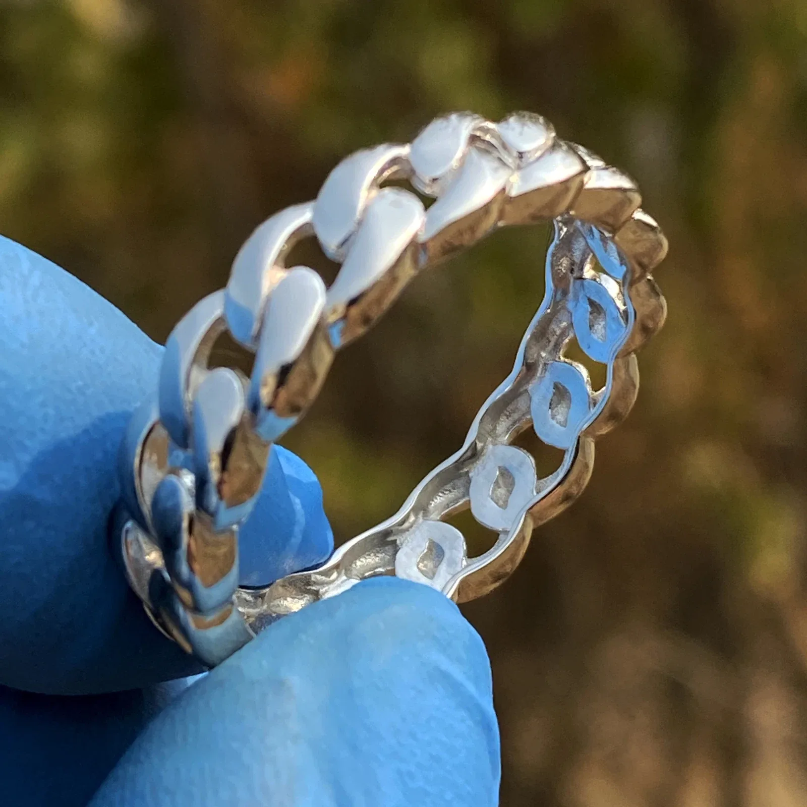Sterling silver ring with pave stones