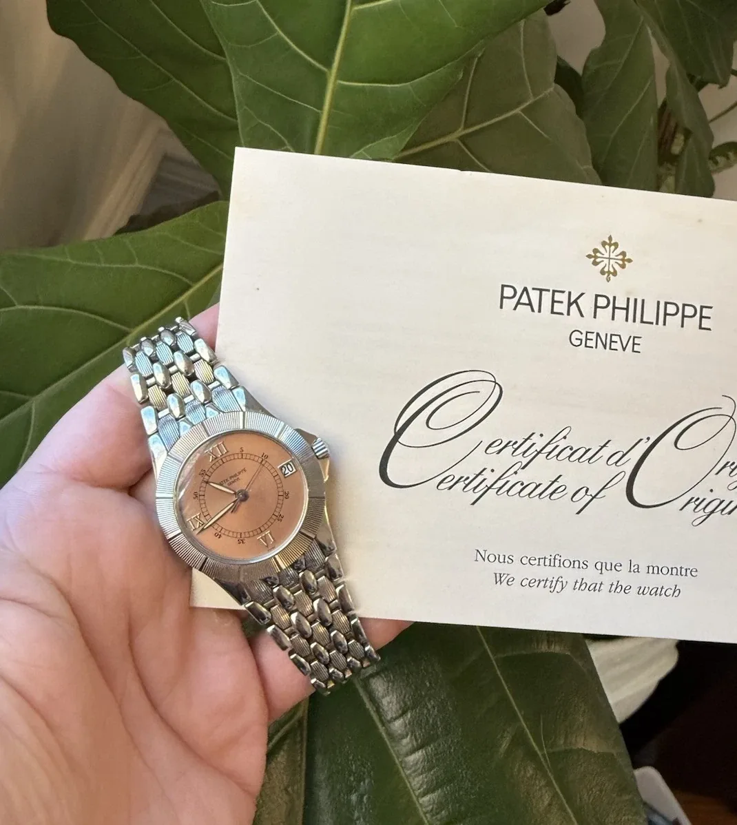 Patek Philippe watch with its authentication certificate